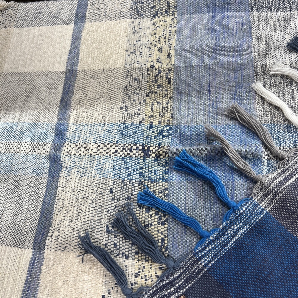 All Roads Design Throw Blanket Anthropologie Bloomfield Fringe Handcrafted-Mint! - Picture 6 of 12
